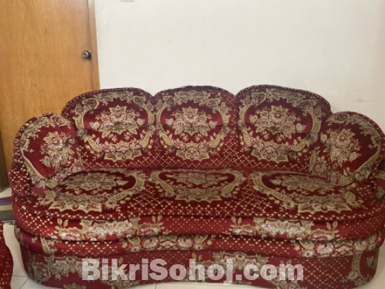 Maroon golden velvet  Usable Sofa 3+2+1 set